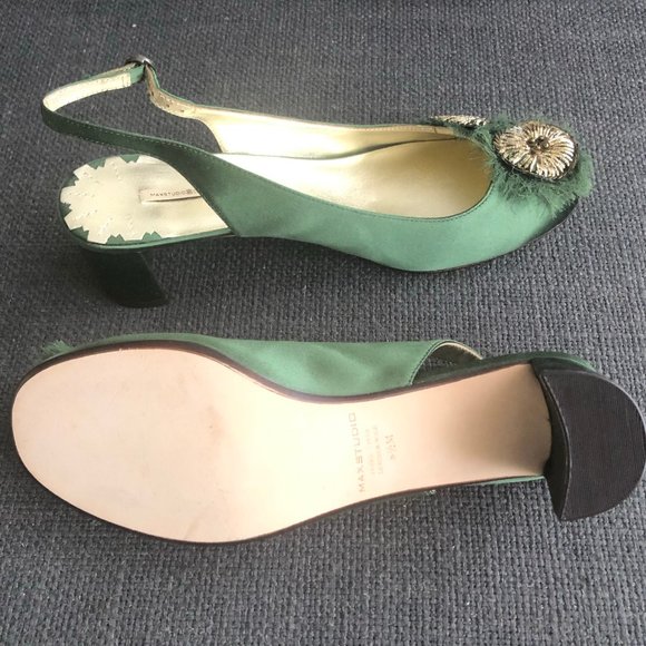 Max Studio - green satin pumps 8.5 - Picture 3 of 5
